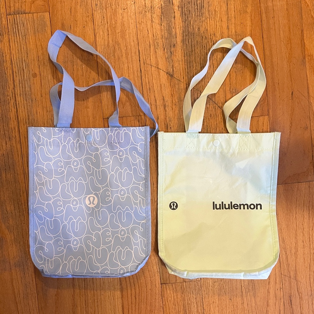 Lululemon Athletica Blue Patterned and Yellow Tote Bags